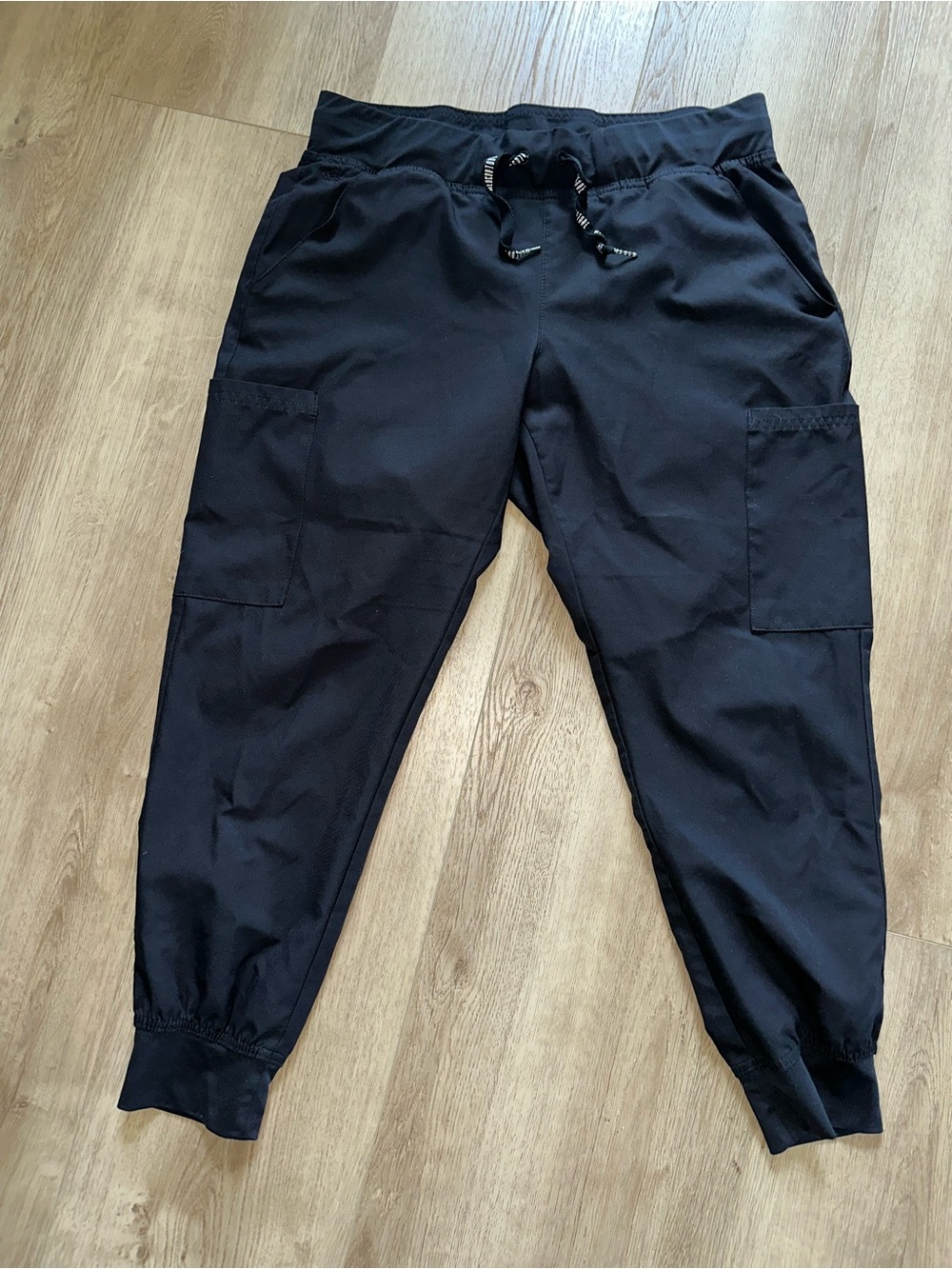Med Couture Black Cargo Joggers with Drawstring Waist